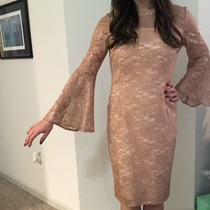 Blush bell sleeve formal dress